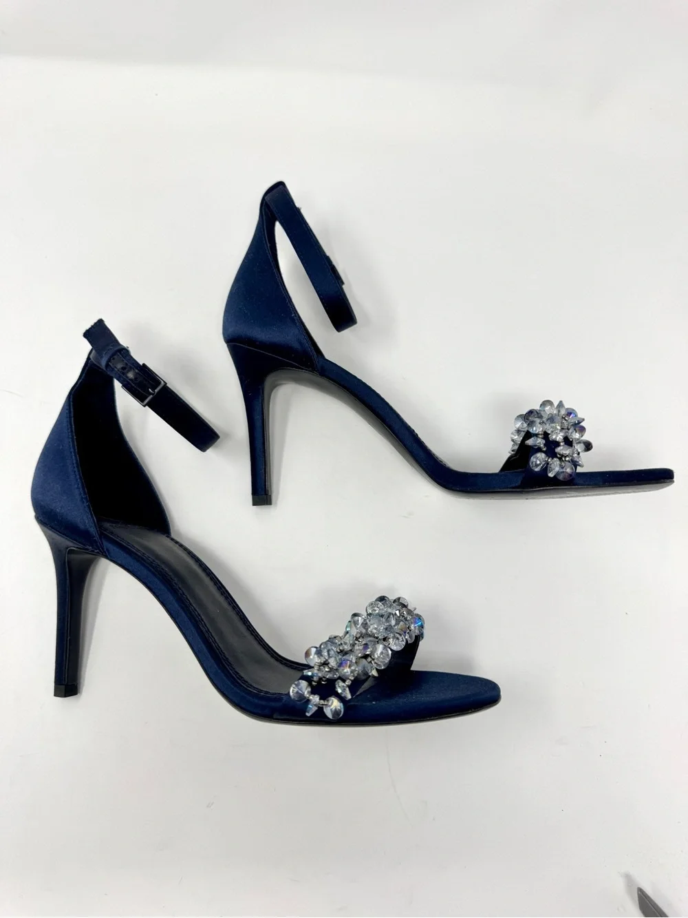Tory Burch Logan Crystal Embellished Sandal 85mm Perfect Navy US 8